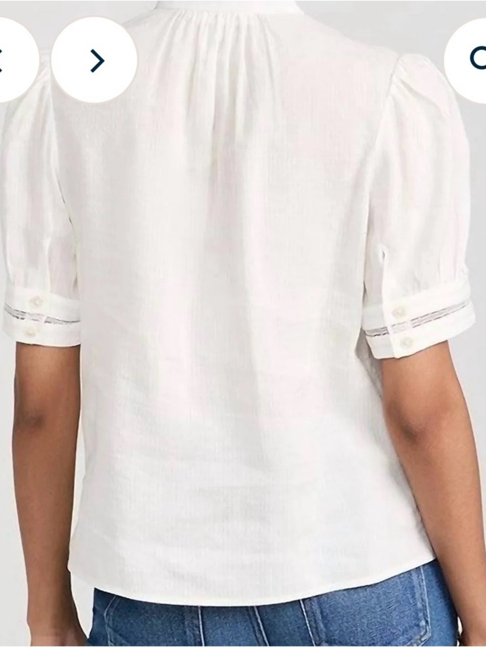 NWT Frame - Women's Ruffle Collar Inset Lace Top - Picture 3 of 3
